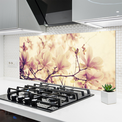 Kitchen Splashback Flowers floral pink beige