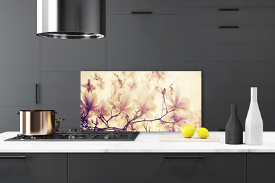 Kitchen Splashback Flowers floral pink beige