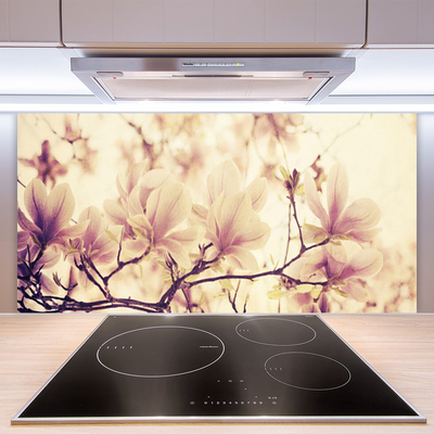 Kitchen Splashback Flowers floral pink beige