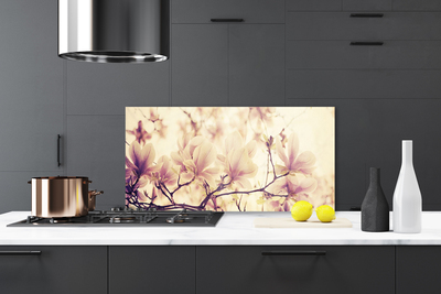 Kitchen Splashback Flowers floral pink beige