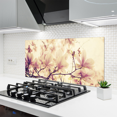 Kitchen Splashback Flowers floral pink beige