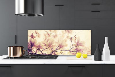 Kitchen Splashback Flowers floral pink beige