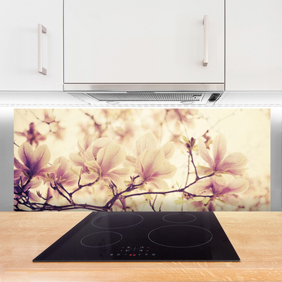 Kitchen Splashback Flowers floral pink beige