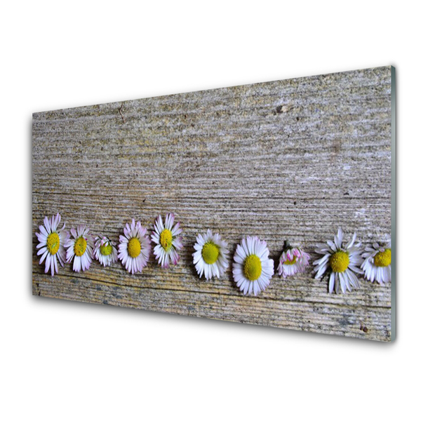 Kitchen Splashback Daisy floral yellow white pink