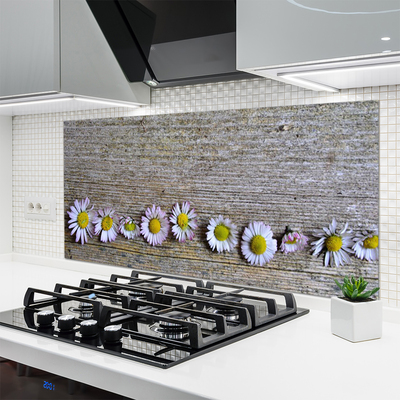 Kitchen Splashback Daisy floral yellow white pink