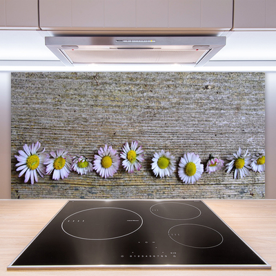 Kitchen Splashback Daisy floral yellow white pink