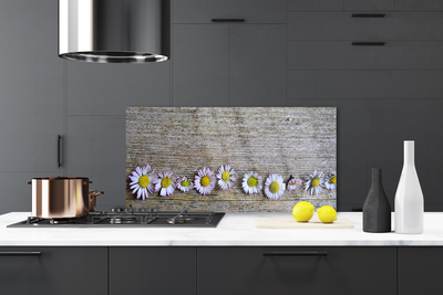 Kitchen Splashback Daisy floral yellow white pink