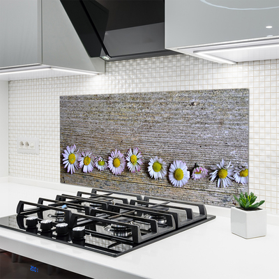 Kitchen Splashback Daisy floral yellow white pink