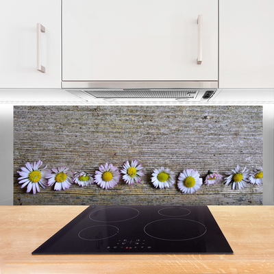 Kitchen Splashback Daisy floral yellow white pink