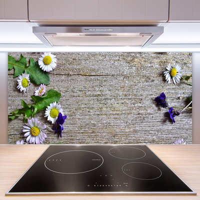 Kitchen Splashback Daisy floral pink white yellow