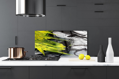 Kitchen Splashback Abstract art green black grey