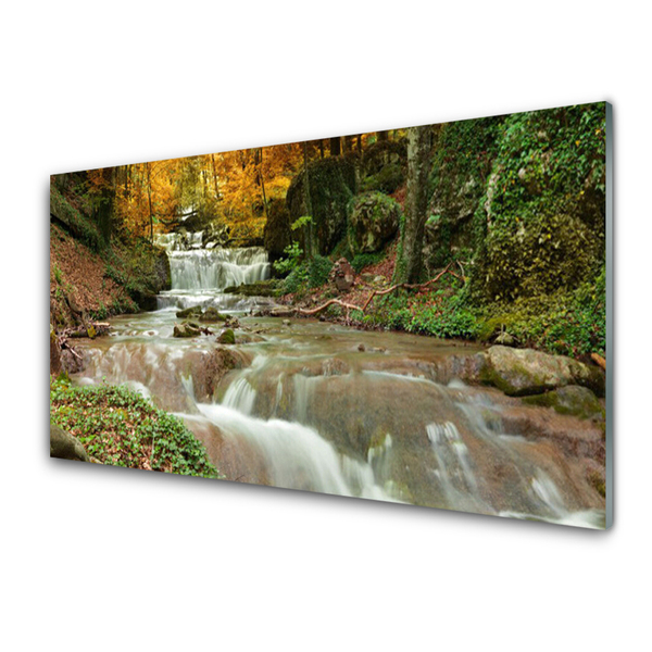 Kitchen Splashback Waterfall forest nature brown green