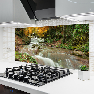 Kitchen Splashback Waterfall forest nature brown green