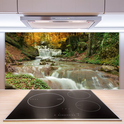 Kitchen Splashback Waterfall forest nature brown green