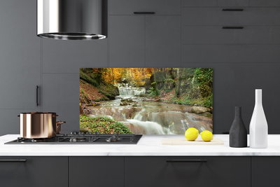 Kitchen Splashback Waterfall forest nature brown green