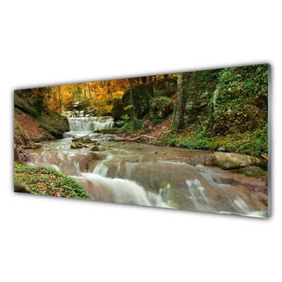 Kitchen Splashback Waterfall forest nature brown green