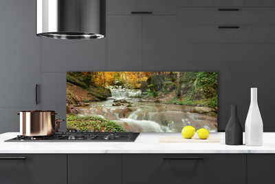 Kitchen Splashback Waterfall forest nature brown green