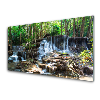 Kitchen Splashback Waterfall forest nature brown green white