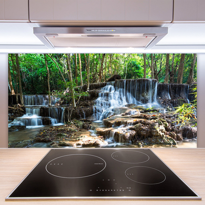 Kitchen Splashback Waterfall forest nature brown green white