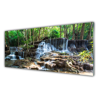 Kitchen Splashback Waterfall forest nature brown green white