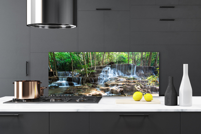 Kitchen Splashback Waterfall forest nature brown green white