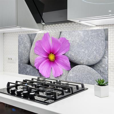 Kitchen Splashback Flower stones floral pink grey