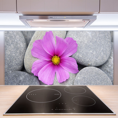 Kitchen Splashback Flower stones floral pink grey