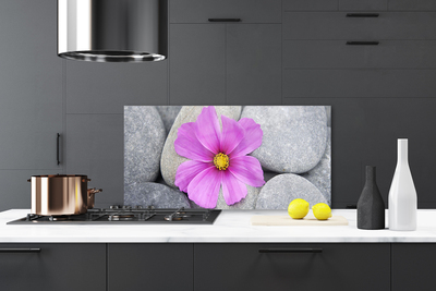 Kitchen Splashback Flower stones floral pink grey