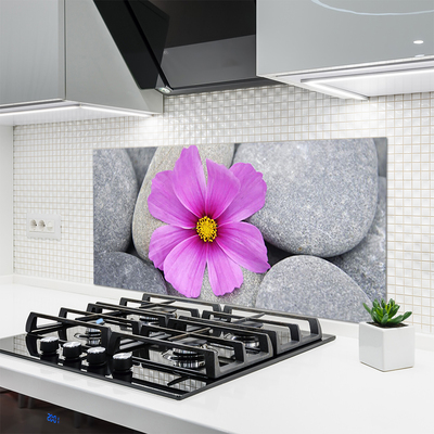 Kitchen Splashback Flower stones floral pink grey