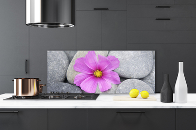 Kitchen Splashback Flower stones floral pink grey