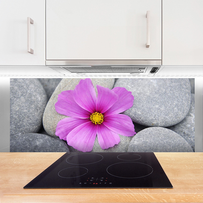 Kitchen Splashback Flower stones floral pink grey