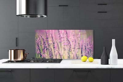 Kitchen Splashback Flowers floral purple