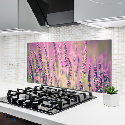 Kitchen Splashback Flowers floral purple