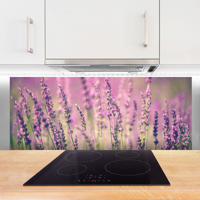 Kitchen Splashback Flowers floral purple