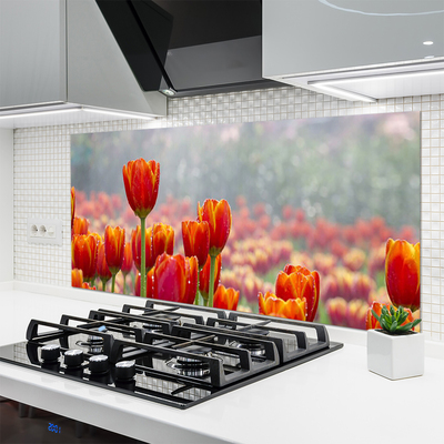 Kitchen Splashback Tulips floral red