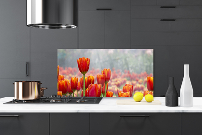 Kitchen Splashback Tulips floral red