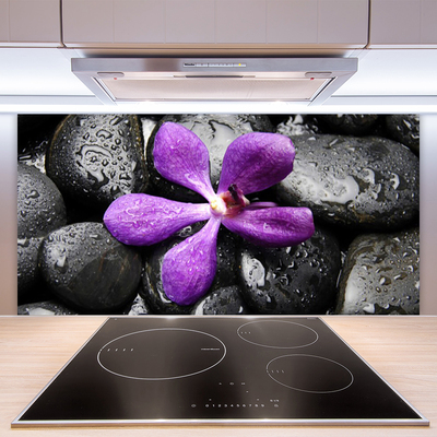 Kitchen Splashback Flower stones art pink black