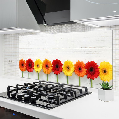 Kitchen Splashback Flowers floral orange red yellow