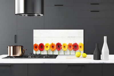 Kitchen Splashback Flowers floral orange red yellow