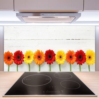 Kitchen Splashback Flowers floral orange red yellow