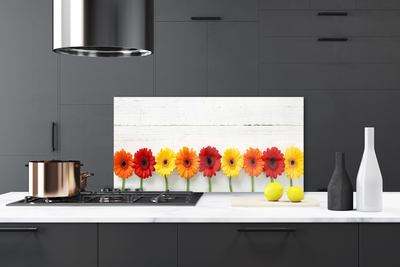 Kitchen Splashback Flowers floral orange red yellow