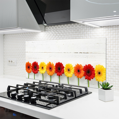 Kitchen Splashback Flowers floral orange red yellow