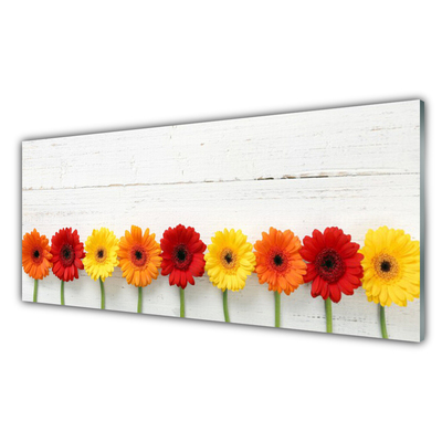 Kitchen Splashback Flowers floral orange red yellow