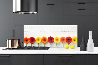 Kitchen Splashback Flowers floral orange red yellow