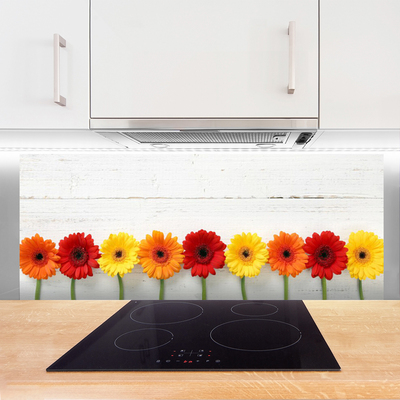 Kitchen Splashback Flowers floral orange red yellow