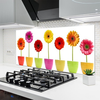 Kitchen Splashback Flowers floral orange pink red yellow