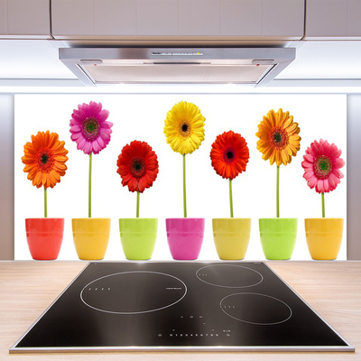 Kitchen Splashback Flowers floral orange pink red yellow