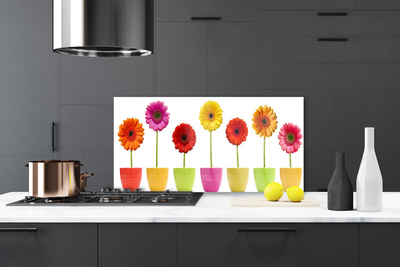 Kitchen Splashback Flowers floral orange pink red yellow