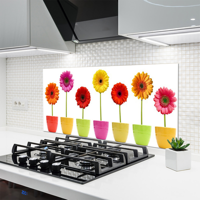 Kitchen Splashback Flowers floral orange pink red yellow