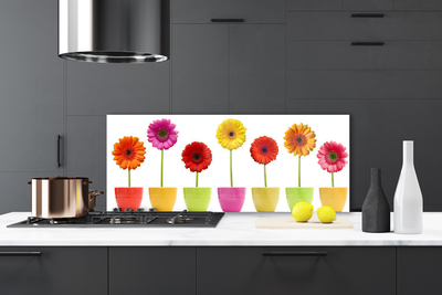 Kitchen Splashback Flowers floral orange pink red yellow